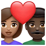 👩🏽‍❤️‍👨🏿 Pasangan dengan Hati Wanita dengan Pria Warna Kulit Sedang dengan Warna Kulit Gelap WhatsApp
