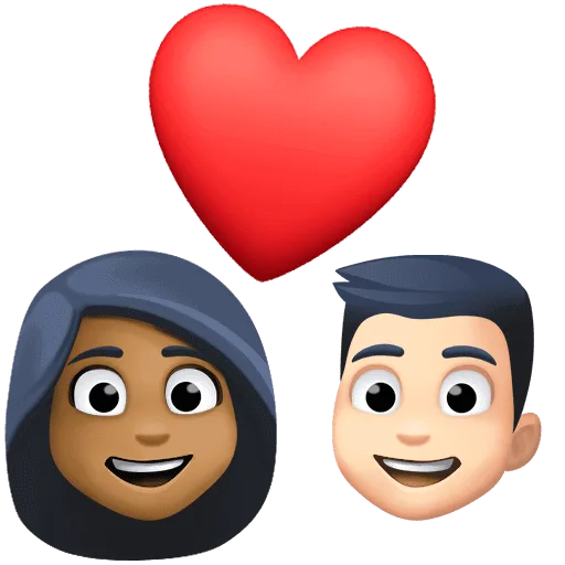 👩🏾‍❤️‍👨🏻 Pasangan dengan Hati Wanita dengan Pria Warna Kulit Gelap Sedang dengan Warna Kulit Cerah Facebook