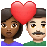 👩🏾‍❤️‍👨🏻 Pasangan dengan Hati Wanita dengan Pria Warna Kulit Gelap Sedang dengan Warna Kulit Cerah WhatsApp