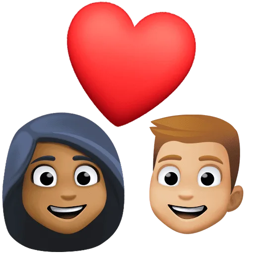 👩🏾‍❤️‍👨🏼 Pasangan dengan Hati Wanita dengan Pria Warna Kulit Gelap Sedang dengan Warna Kulit Cerah Sedang Facebook