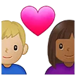 👩🏾‍❤️‍👨🏼 Pasangan dengan Hati Wanita dengan Pria Warna Kulit Gelap Sedang dengan Warna Kulit Cerah Sedang Samsung