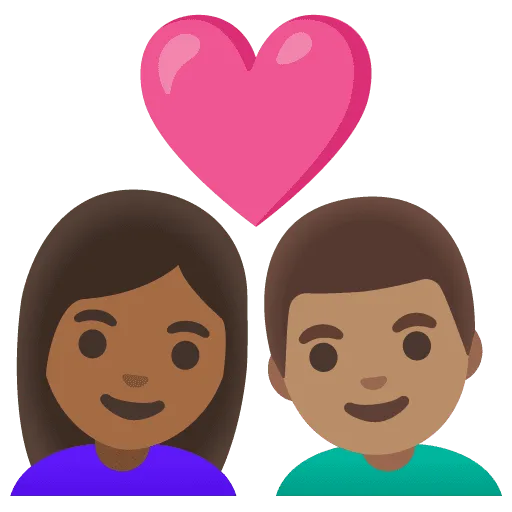 👩🏾‍❤️‍👨🏽 Pasangan dengan Hati Wanita dengan Pria Warna Kulit Gelap Sedang dengan Warna Kulit Sedang Google
