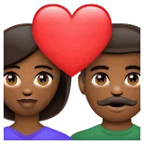 👩🏾‍❤️‍👨🏾 Pasangan dengan Hati Wanita dengan Pria Warna Kulit Gelap Sedang WhatsApp