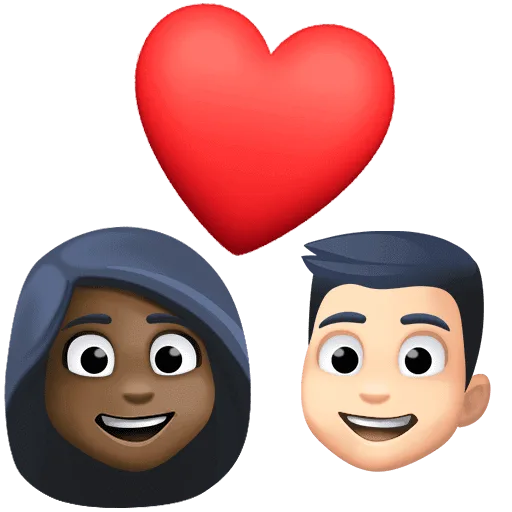 👩🏿‍❤️‍👨🏻 Pasangan dengan Hati Wanita dengan Pria Warna Kulit Gelap dengan Warna Kulit Cerah Facebook