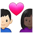 👩🏿‍❤️‍👨🏻 Pasangan dengan Hati Wanita dengan Pria Warna Kulit Gelap dengan Warna Kulit Cerah Samsung
