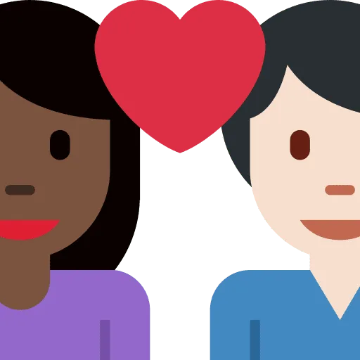 👩🏿‍❤️‍👨🏻 Pasangan dengan Hati Wanita dengan Pria Warna Kulit Gelap dengan Warna Kulit Cerah Twitter