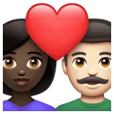 👩🏿‍❤️‍👨🏻 Pasangan dengan Hati Wanita dengan Pria Warna Kulit Gelap dengan Warna Kulit Cerah WhatsApp