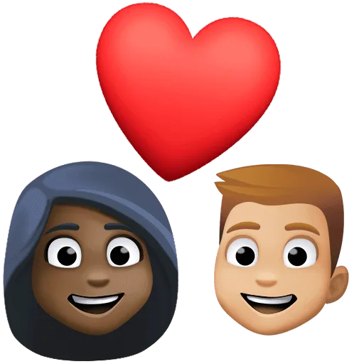 👩🏿‍❤️‍👨🏼 Pasangan dengan Hati Wanita dengan Pria Warna Kulit Gelap dengan Warna Kulit Cerah Sedang Facebook