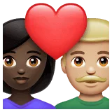 👩🏿‍❤️‍👨🏼 Pasangan dengan Hati Wanita dengan Pria Warna Kulit Gelap dengan Warna Kulit Cerah Sedang WhatsApp