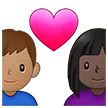 👩🏿‍❤️‍👨🏽 Pasangan dengan Hati Wanita dengan Pria Warna Kulit Gelap dengan Warna Kulit Cerah Sedang Samsung