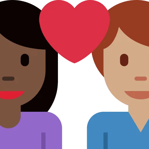 👩🏿‍❤️‍👨🏽 Pasangan dengan Hati Wanita dengan Pria Warna Kulit Gelap dengan Warna Kulit Cerah Sedang Twitter