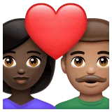 👩🏿‍❤️‍👨🏽 Pasangan dengan Hati Wanita dengan Pria Warna Kulit Gelap dengan Warna Kulit Cerah Sedang WhatsApp