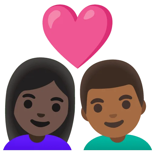 👩🏿‍❤️‍👨🏾 Pasangan dengan Hati Wanita dengan Pria Warna Kulit Gelap dengan Warna Kulit Gelap Sedang Google