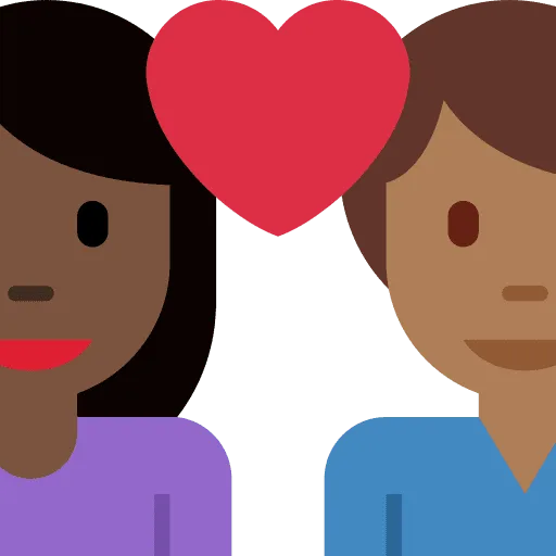 👩🏿‍❤️‍👨🏾 Pasangan dengan Hati Wanita dengan Pria Warna Kulit Gelap dengan Warna Kulit Gelap Sedang Twitter