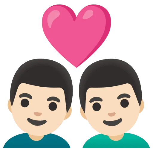 👨🏻‍❤️‍👨🏻 Pasangan dengan Hati Pria dengan Pria Warna Kulit Cerah Google