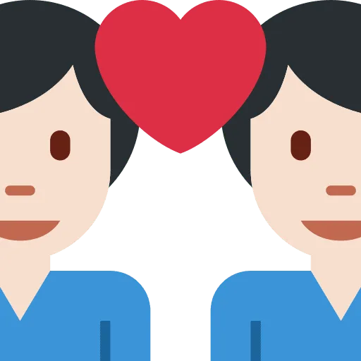 👨🏻‍❤️‍👨🏻 Pasangan dengan Hati Pria dengan Pria Warna Kulit Cerah Twitter