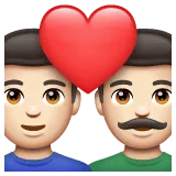 👨🏻‍❤️‍👨🏻 Pasangan dengan Hati Pria dengan Pria Warna Kulit Cerah WhatsApp