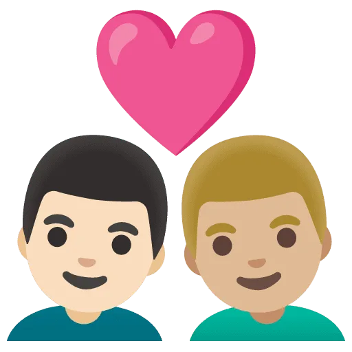 👨🏻‍❤️‍👨🏼 Pasangan dengan Hati Pria dengan Pria Warna Kulit Cerah dengan Warna Kulit Cerah Sedang Google