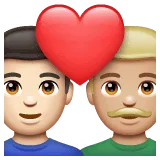 👨🏻‍❤️‍👨🏼 Pasangan dengan Hati Pria dengan Pria Warna Kulit Cerah dengan Warna Kulit Cerah Sedang WhatsApp