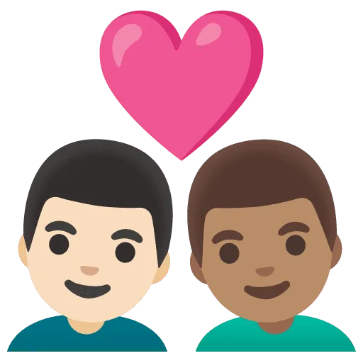 👨🏻‍❤️‍👨🏽 Pasangan dengan Hati Pria dengan Pria Warna Kulit Cerah dengan Warna Kulit Sedang Google
