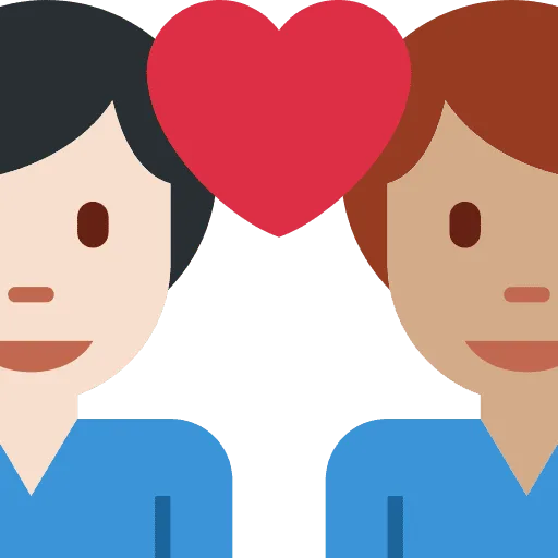👨🏻‍❤️‍👨🏽 Pasangan dengan Hati Pria dengan Pria Warna Kulit Cerah dengan Warna Kulit Sedang Twitter