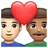 👨🏻‍❤️‍👨🏽 Pasangan dengan Hati Pria dengan Pria Warna Kulit Cerah dengan Warna Kulit Sedang WhatsApp