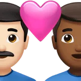 👨🏻‍❤️‍👨🏾 Pasangan dengan Hati Pria dengan Pria Warna Kulit Cerah dengan Warna Kulit Gelap Sedang Apple