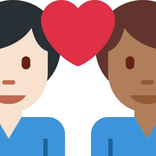 👨🏻‍❤️‍👨🏾 Pasangan dengan Hati Pria dengan Pria Warna Kulit Cerah dengan Warna Kulit Gelap Sedang Twitter