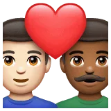 👨🏻‍❤️‍👨🏾 Pasangan dengan Hati Pria dengan Pria Warna Kulit Cerah dengan Warna Kulit Gelap Sedang WhatsApp