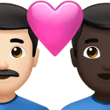 👨🏻‍❤️‍👨🏿 Pasangan dengan Hati Pria dengan Pria Warna Kulit Cerah dengan Warna Kulit Gelap Apple