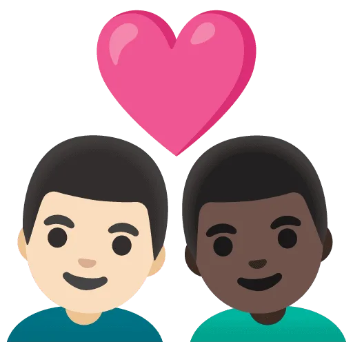👨🏻‍❤️‍👨🏿 Pasangan dengan Hati Pria dengan Pria Warna Kulit Cerah dengan Warna Kulit Gelap Google