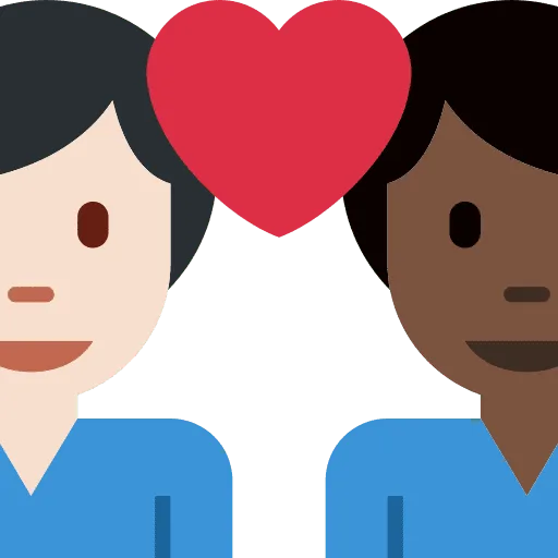 👨🏻‍❤️‍👨🏿 Pasangan dengan Hati Pria dengan Pria Warna Kulit Cerah dengan Warna Kulit Gelap Twitter