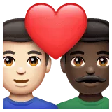 👨🏻‍❤️‍👨🏿 Pasangan dengan Hati Pria dengan Pria Warna Kulit Cerah dengan Warna Kulit Gelap WhatsApp
