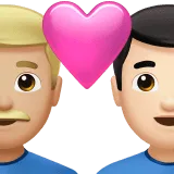 👨🏼‍❤️‍👨🏻 Pasangan dengan Hati Pria dengan Pria Warna Kulit Cerah Sedang dengan Warna Kulit Cerah Apple