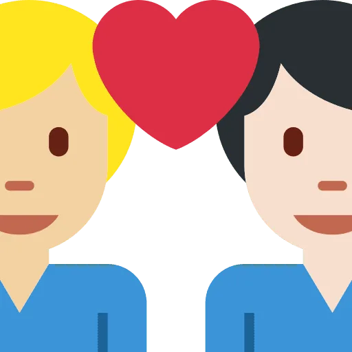 👨🏼‍❤️‍👨🏻 Pasangan dengan Hati Pria dengan Pria Warna Kulit Cerah Sedang dengan Warna Kulit Cerah Twitter