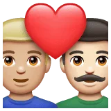 👨🏼‍❤️‍👨🏻 Pasangan dengan Hati Pria dengan Pria Warna Kulit Cerah Sedang dengan Warna Kulit Cerah WhatsApp