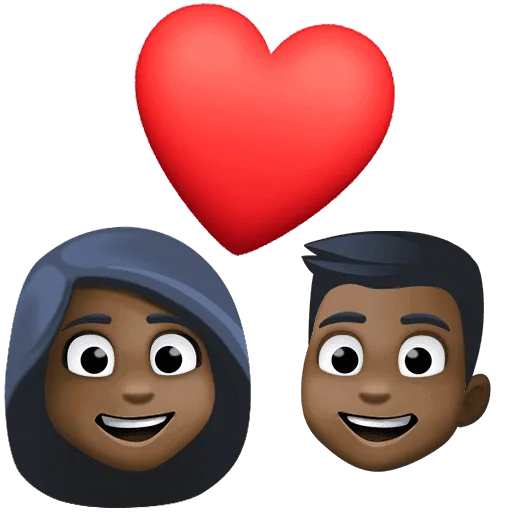 👩🏿‍❤️‍👨🏿 Pasangan dengan Hati Wanita dengan Pria Warna Kulit Gelap Facebook