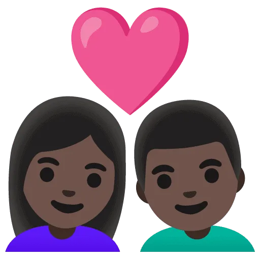 👩🏿‍❤️‍👨🏿 Pasangan dengan Hati Wanita dengan Pria Warna Kulit Gelap Google