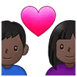 👩🏿‍❤️‍👨🏿 Pasangan dengan Hati Wanita dengan Pria Warna Kulit Gelap Samsung