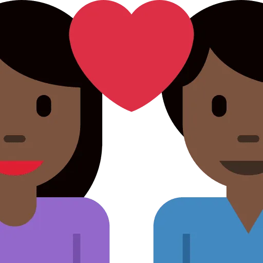 👩🏿‍❤️‍👨🏿 Pasangan dengan Hati Wanita dengan Pria Warna Kulit Gelap Twitter