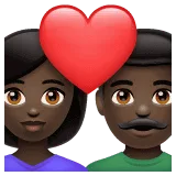👩🏿‍❤️‍👨🏿 Pasangan dengan Hati Wanita dengan Pria Warna Kulit Gelap WhatsApp