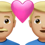 👨🏼‍❤️‍👨🏼 Pasangan dengan Hati Pria dengan Pria Warna Kulit Cerah Sedang Apple