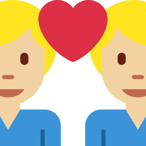 👨🏼‍❤️‍👨🏼 Pasangan dengan Hati Pria dengan Pria Warna Kulit Cerah Sedang Twitter