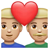 👨🏼‍❤️‍👨🏼 Pasangan dengan Hati Pria dengan Pria Warna Kulit Cerah Sedang WhatsApp