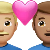 👨🏼‍❤️‍👨🏽 Pasangan dengan Hati Pria dengan Pria Warna Kulit Cerah Sedang dengan Warna Kulit Sedang Apple