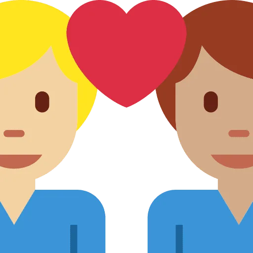 👨🏼‍❤️‍👨🏽 Pasangan dengan Hati Pria dengan Pria Warna Kulit Cerah Sedang dengan Warna Kulit Sedang Twitter