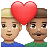 👨🏼‍❤️‍👨🏽 Pasangan dengan Hati Pria dengan Pria Warna Kulit Cerah Sedang dengan Warna Kulit Sedang WhatsApp