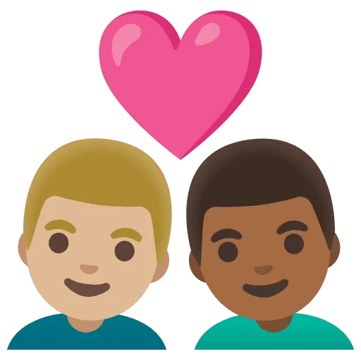 👨🏼‍❤️‍👨🏾 Pasangan dengan Hati Pria dengan Pria Warna Kulit Cerah Sedang dengan Warna Kulit Gelap Sedang Google