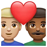 👨🏼‍❤️‍👨🏾 Pasangan dengan Hati Pria dengan Pria Warna Kulit Cerah Sedang dengan Warna Kulit Gelap Sedang WhatsApp