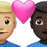 👨🏼‍❤️‍👨🏿 Pasangan dengan Hati Pria dengan Pria Warna Kulit Cerah Sedang dengan Warna Kulit Gelap Apple